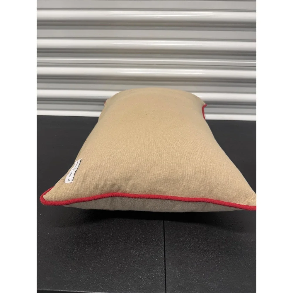 Merry Christmas Camper Truck Embroidered Throw Pillow Down Feather Fill Red